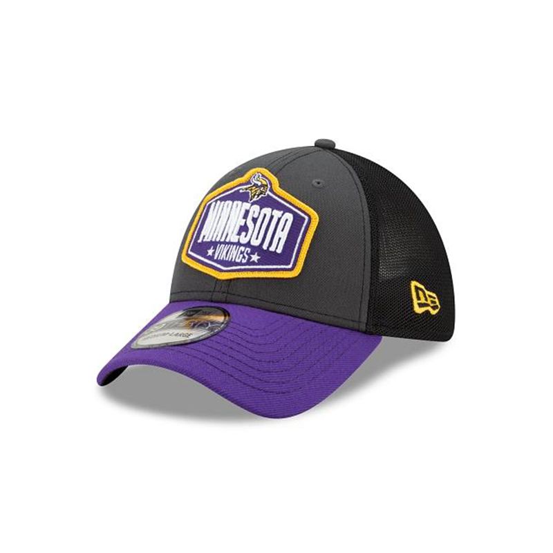 NFL Minnesota Vikings Draft 39Thirty Stretch Fit (EXG2857) - Grey New Era Caps